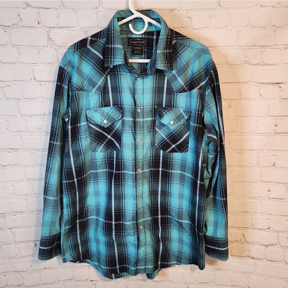 Men's High Noon pearl snapped longsleeve shirt, size Large